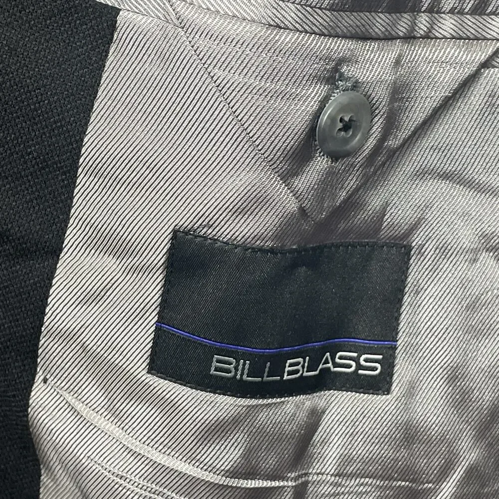 NWT Bill Blass 48L Black Double Breasted Wool Sport Coat Blazer